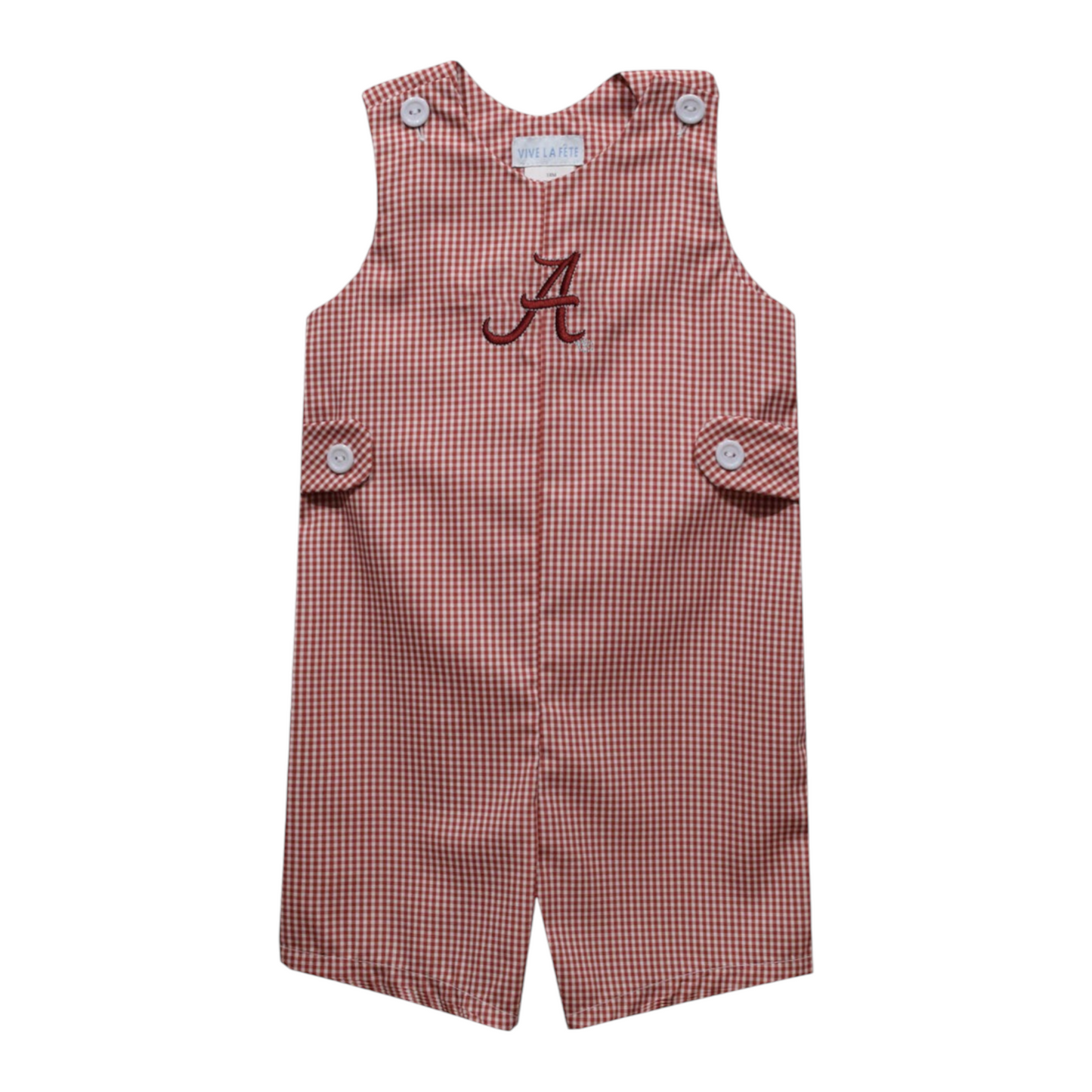 Vive La Vete Alabama Crimson Tide Embroidered Gingham John John