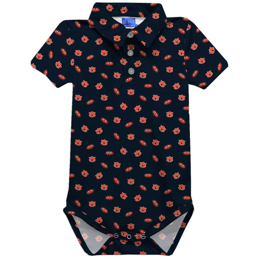 Vive La Fete Auburn Tigers Repeat Logo Polo Bodysuit