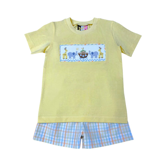 Banana Split Noah’s Ark Smocked Boys Short
