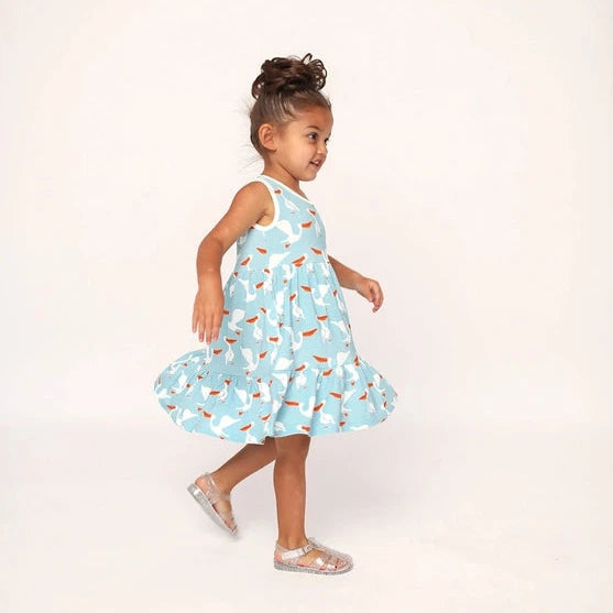 Southern Slumber Pelican Tiered Twirl Dress - with Pockets