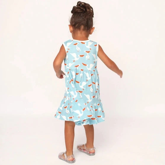 Southern Slumber Pelican Tiered Twirl Dress - with Pockets