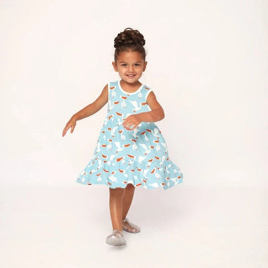 Southern Slumber Pelican Tiered Twirl Dress - with Pockets