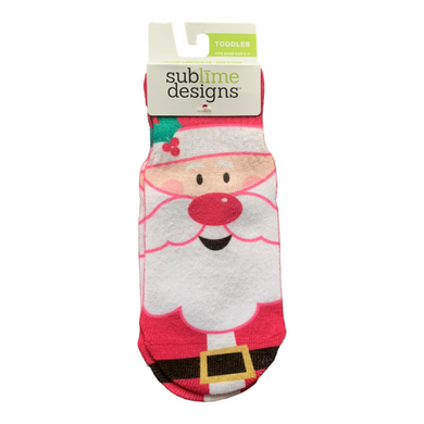 Sublime Designs Smiling Santa Printed Sock- Toddler's