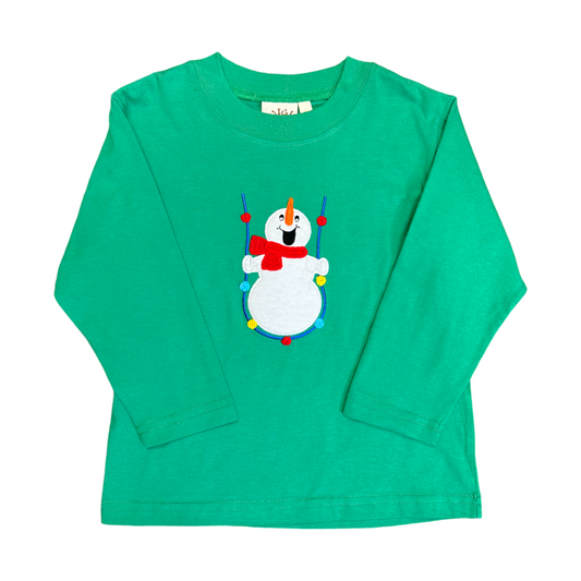 Luigi Snowman Lights Hand Applique Tee