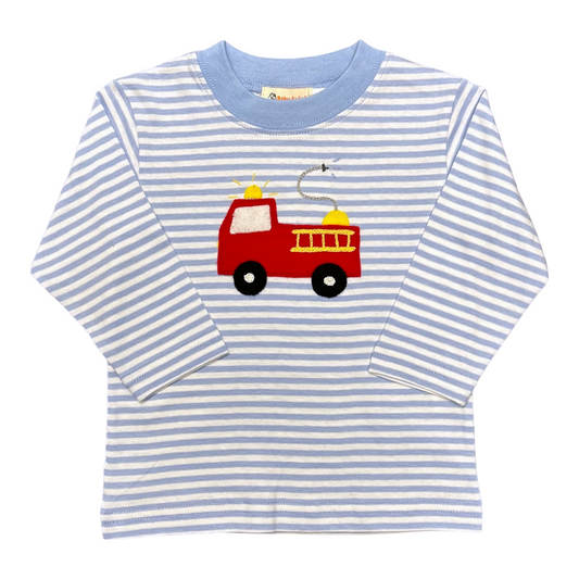 Luigi Firetruck Hand Applique Stripe Tee