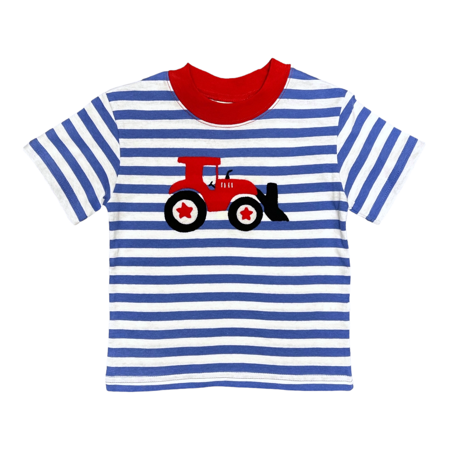 Luigi Tractor Hand Applique Stripe Tee