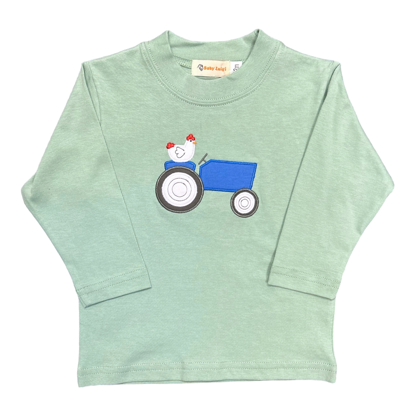 Luigi Tractor With Chicken Applique Tee