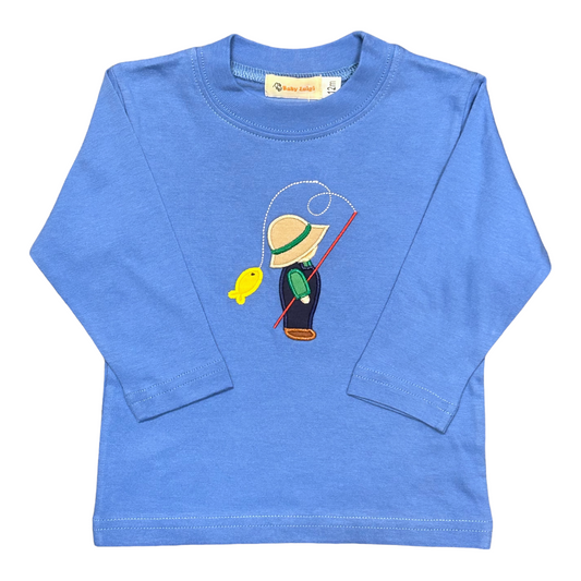 Luigi Boy Fishing Applique Tee