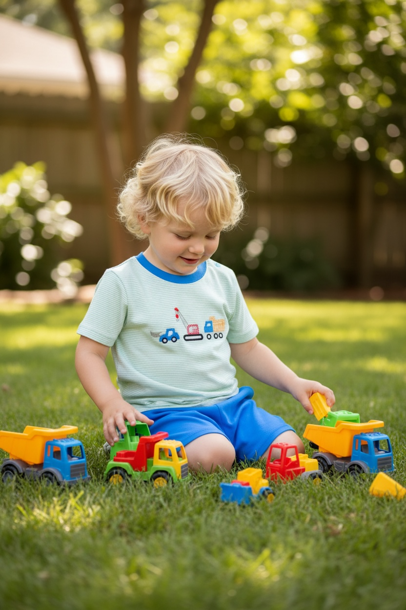 Banana Split Construction Boys Short Set