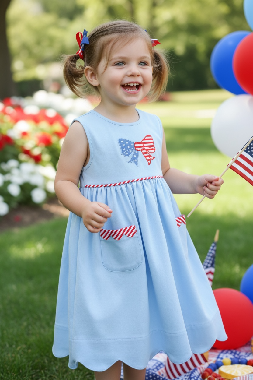 Ishtex Patriotic Bow Dress With Pockets