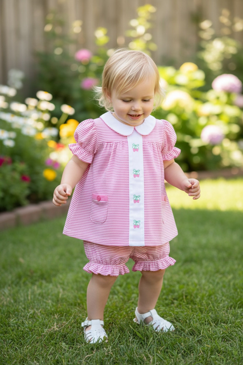 Ishtex Stripe Strawberry Bloomer Set