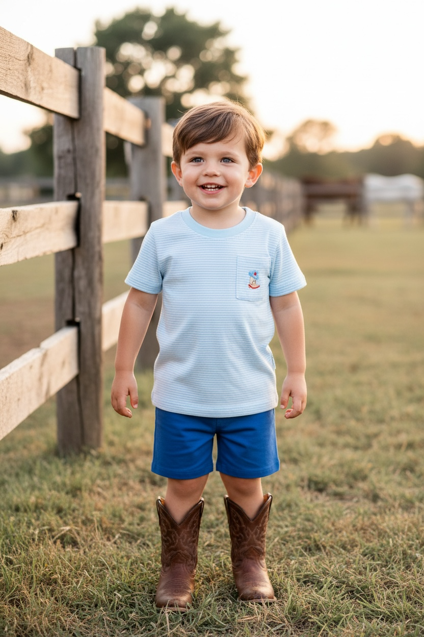 Ishtex Stripe Cowboy Hat and Boot Short Set