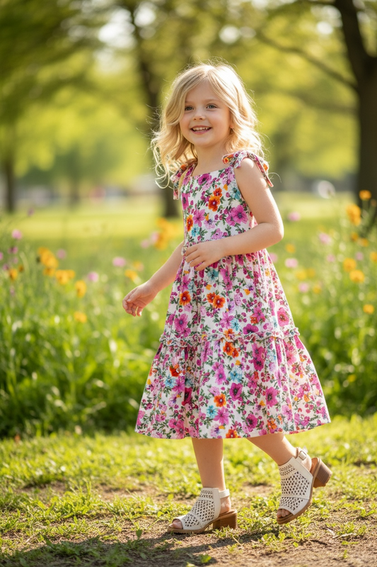 Area Code 407 Floral Tier Dress