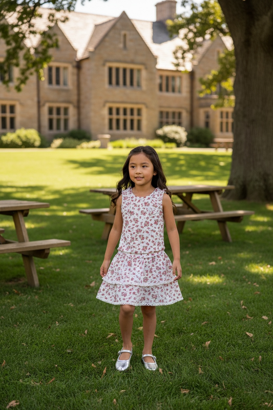 Area Code 407 Floral Pointelle Tier Skirt