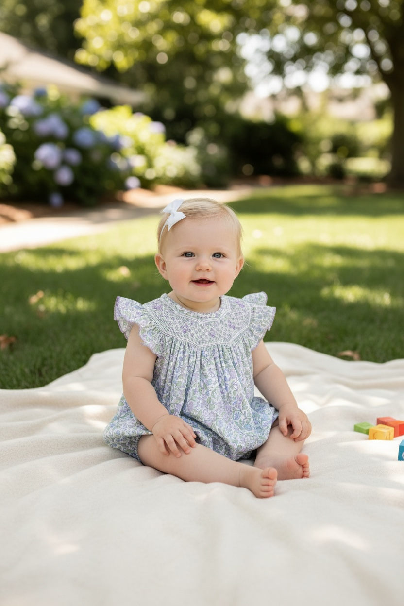 Three Sisters Floral Smocked Geo Bubble