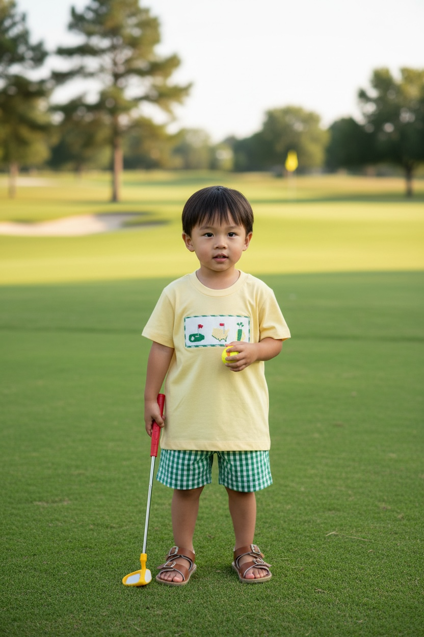 Three Sisters Golf Smocked Short Set
