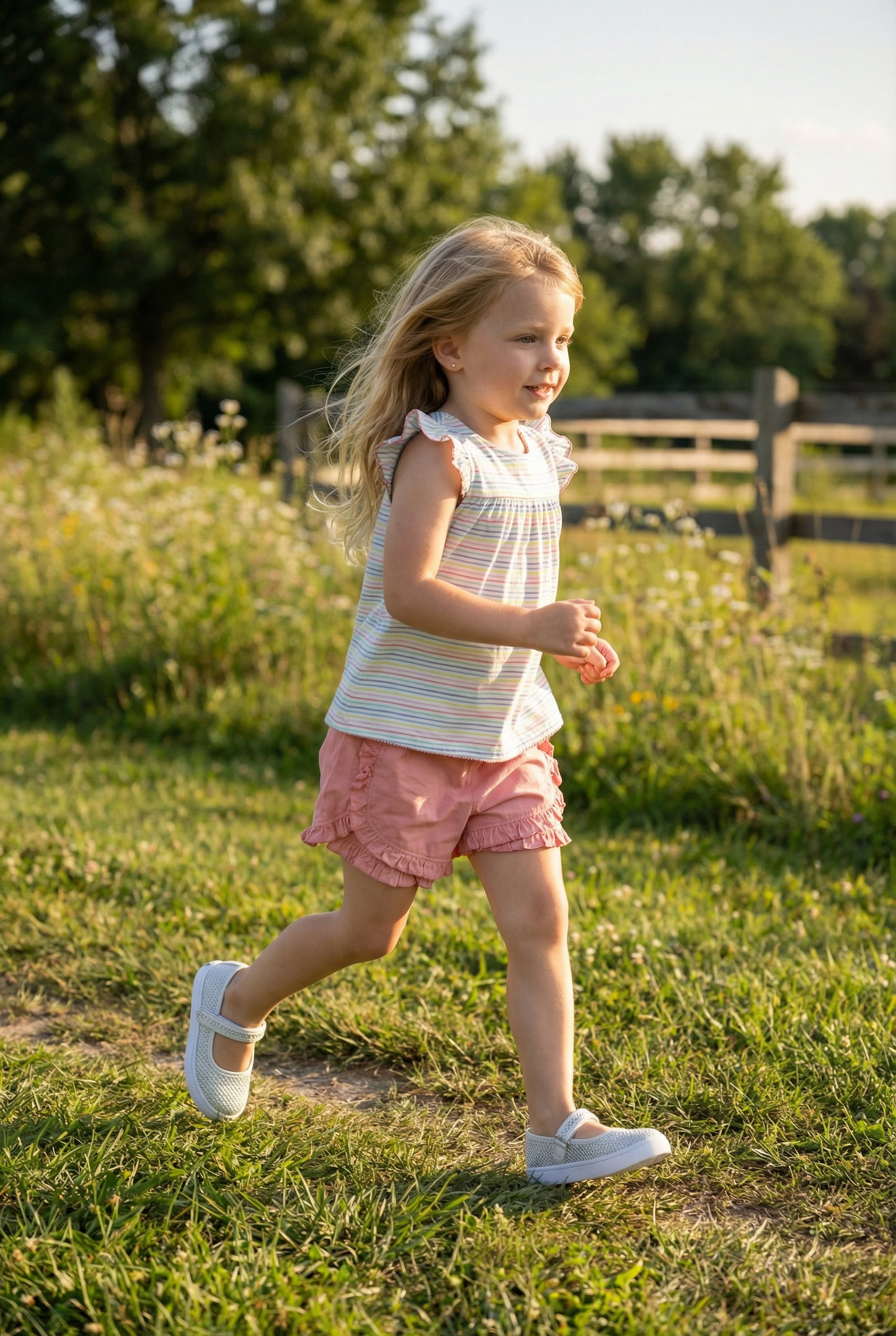 Whimsy Bay Pastel Penny Stripe Flutter Short Set