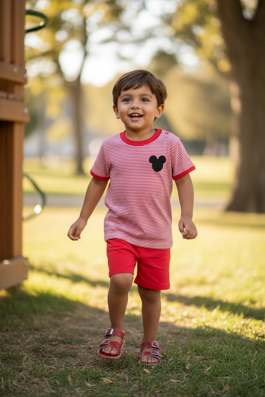 Itsy Bitsy Stripe Mouse Short Set