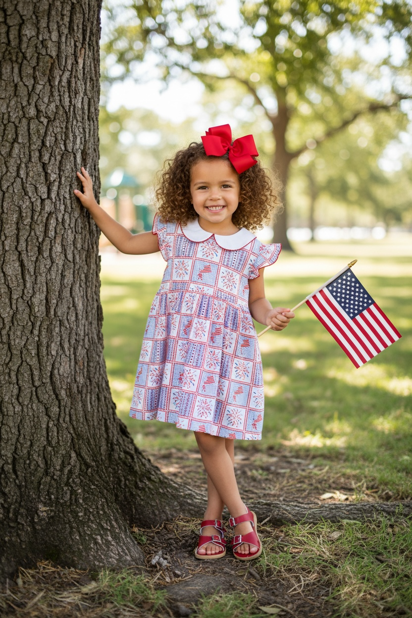 Cypress Row Penelope Patriotic Patchwork Dress