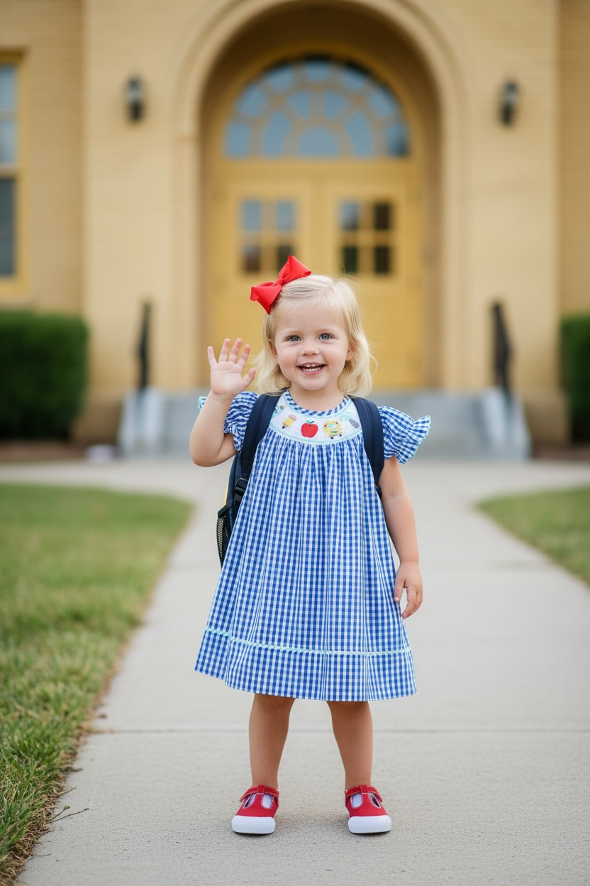 Lil Cactus Smocked School Bishop Dress