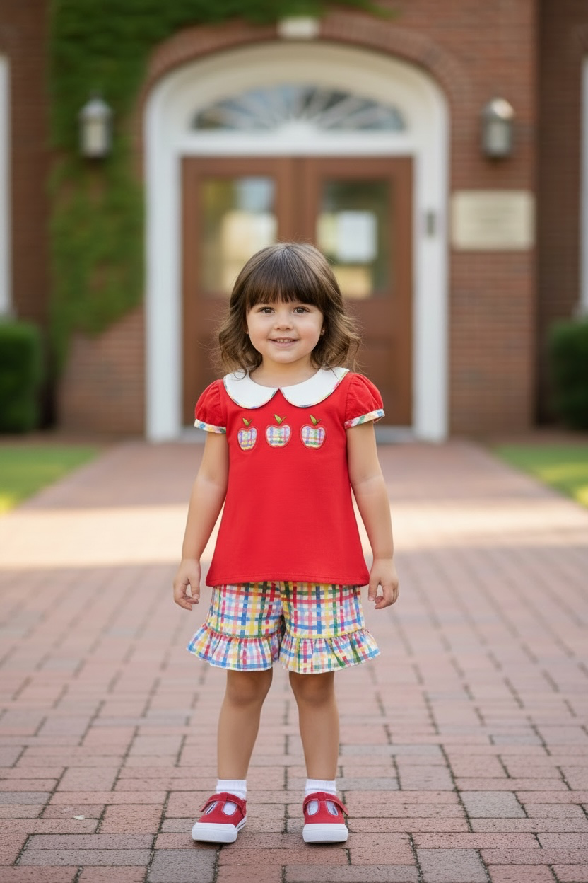 City Beautiful Apple Plaid Short Set