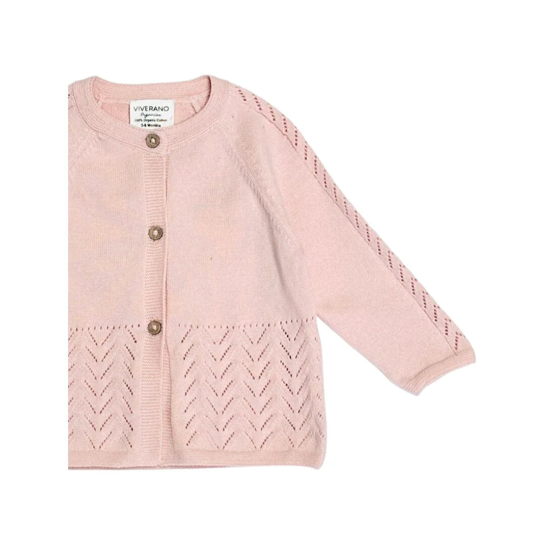 Viverano Organics Pointelle Sweater Knit Baby Cardigan