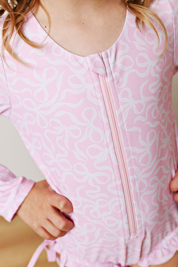Swoon Baby Bows Rash Guard 1 Piece Swimsuit