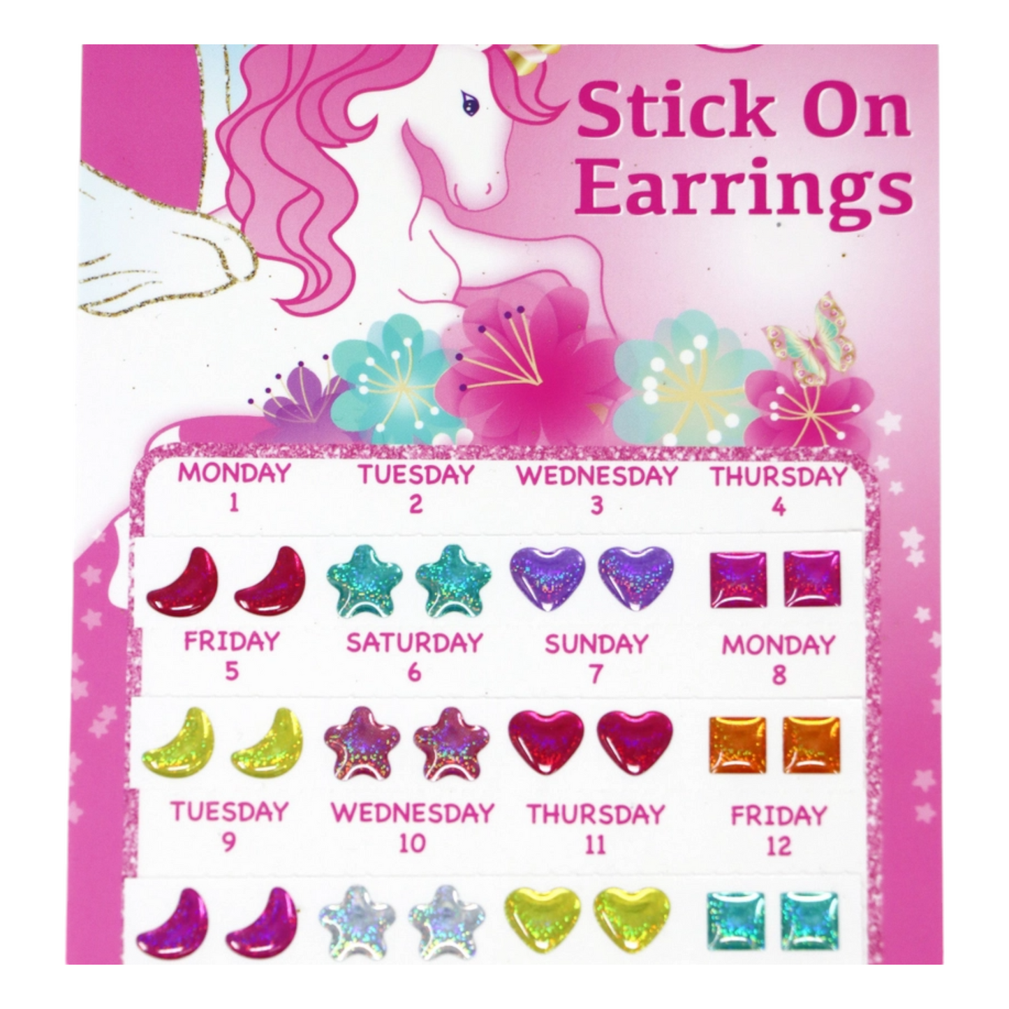 Pink Poppy 30 Pairs Dreamy Unicorn Stick On Earrings