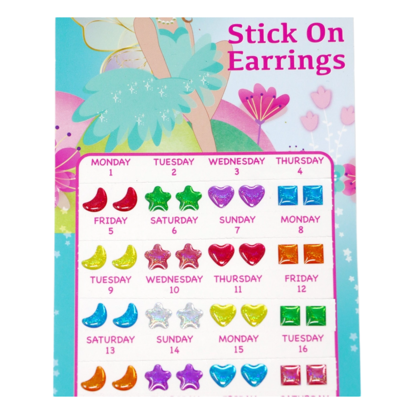 Pink Poppy 30 Pairs Fairy Butterfly Friends Stick On Earrings