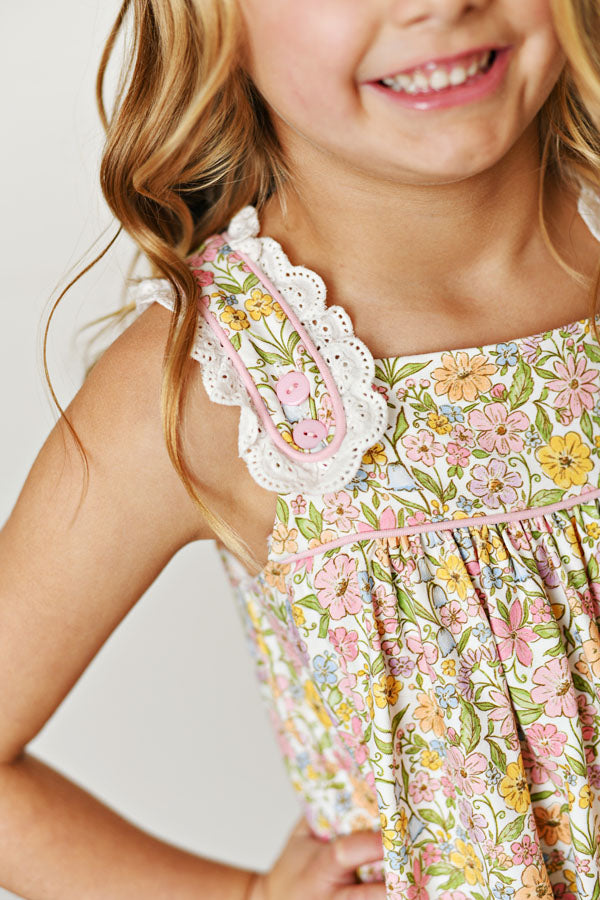 Swoon Baby Watercolor Bloom Eyelet Trim Dress