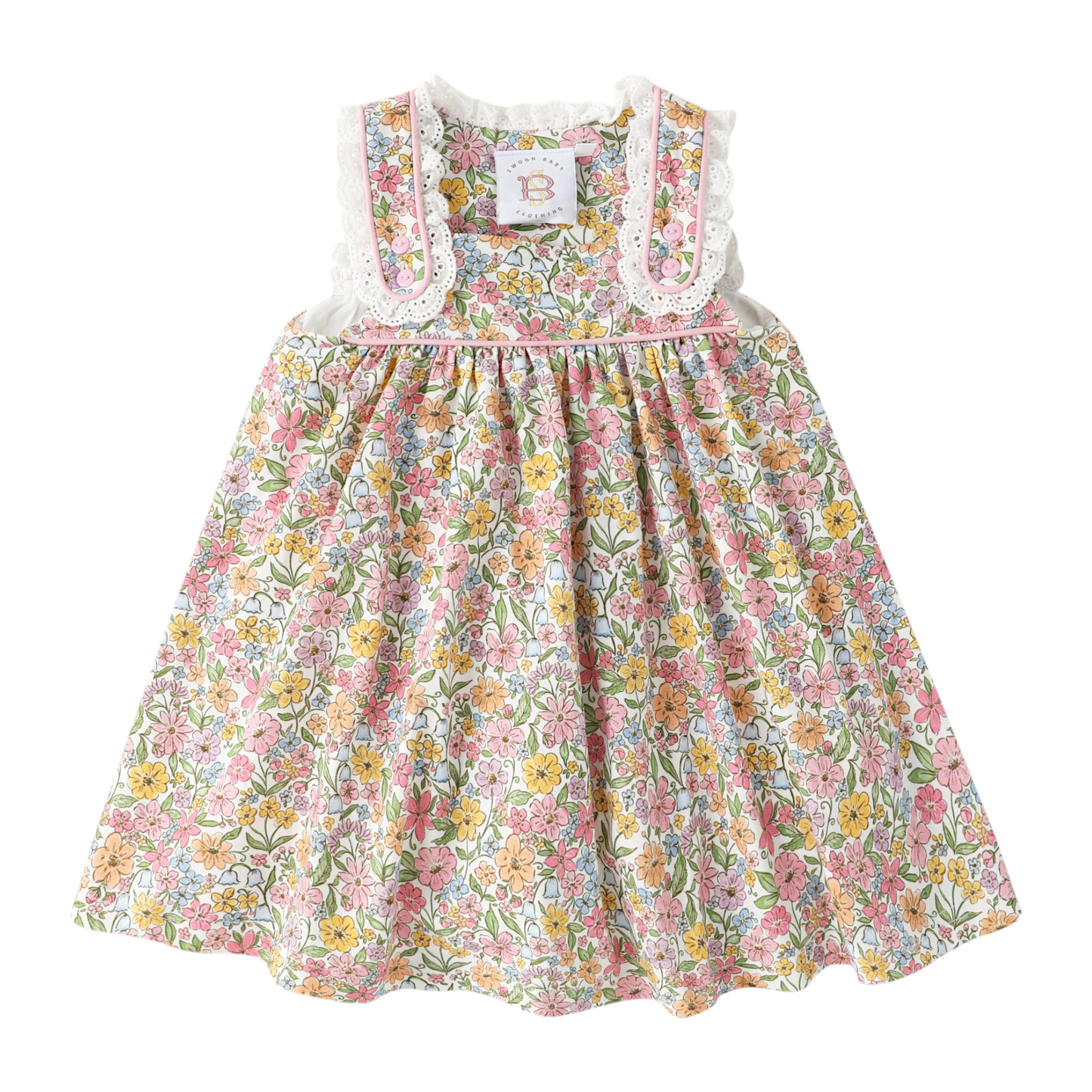 Swoon Baby Watercolor Bloom Eyelet Trim Dress