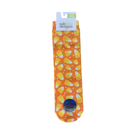Sublime Designs Candy Corn Shimmer Printed Sock- Little Kid's