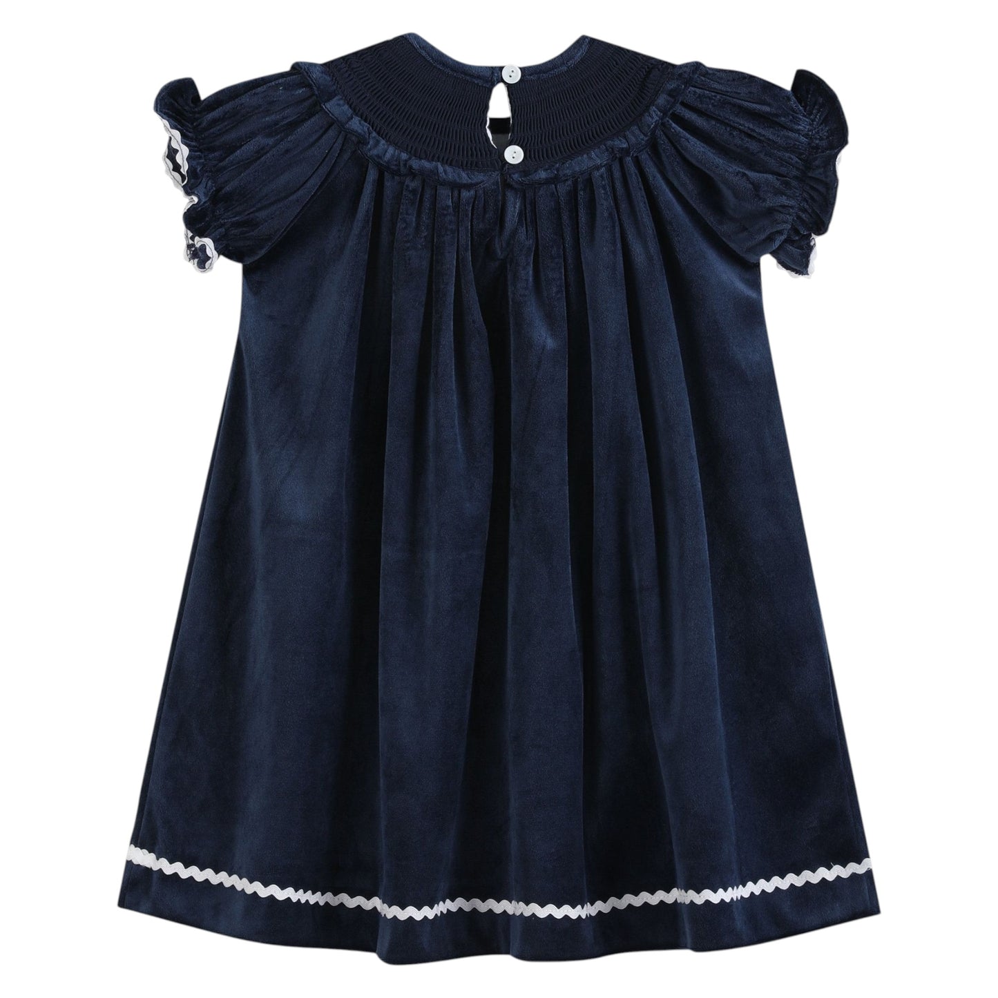Lil Cactus Smocked Bow Velvet Bishop Dress