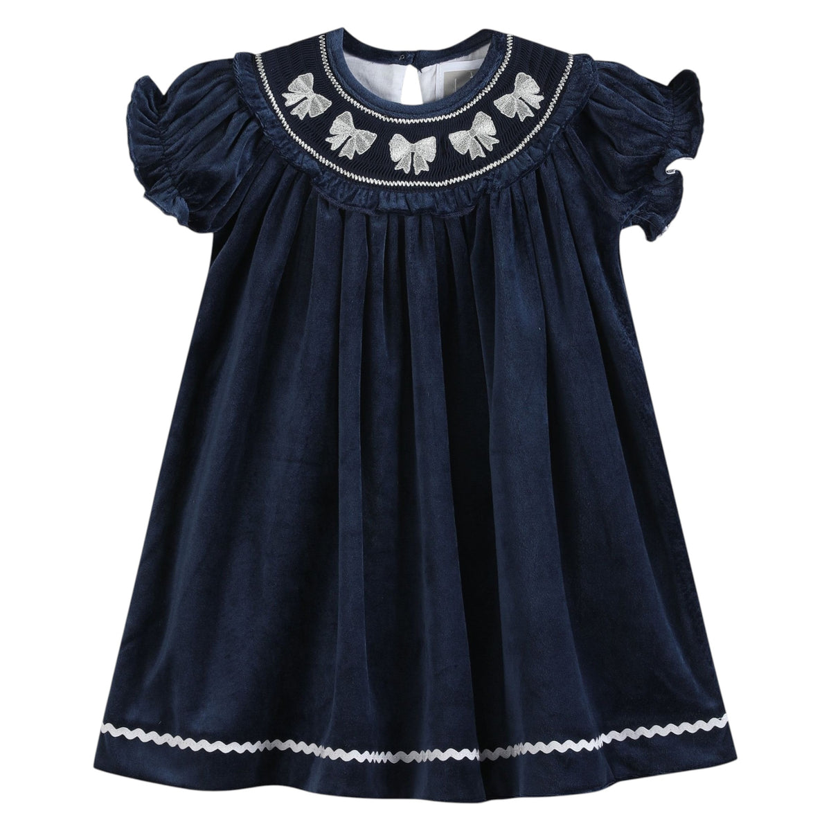 Lil Cactus Smocked Bow Velvet Bishop Dress