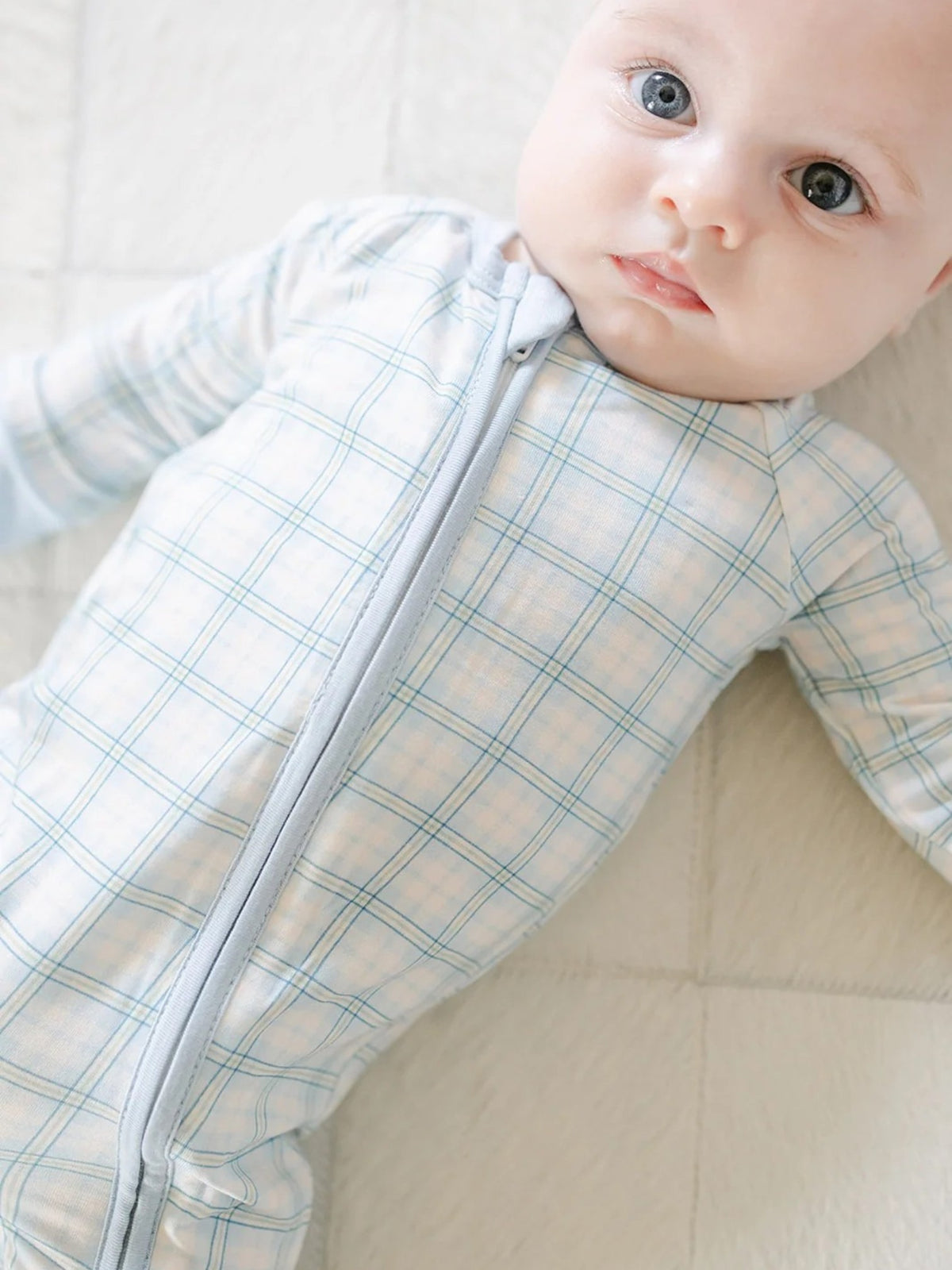 The Uptown Baby Plaid Sleep Zip Romper