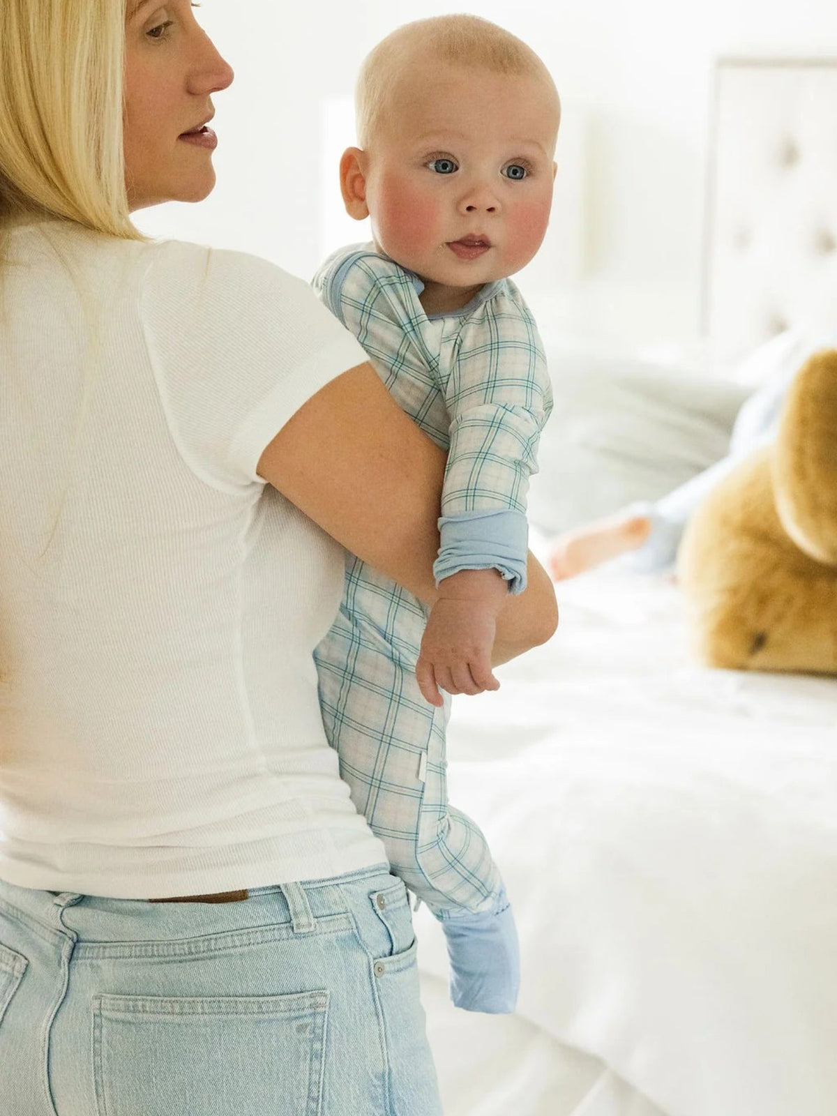 The Uptown Baby Plaid Sleep Zip Romper