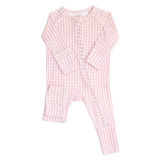 The Uptown Baby Gingham Sleep Zip Romper