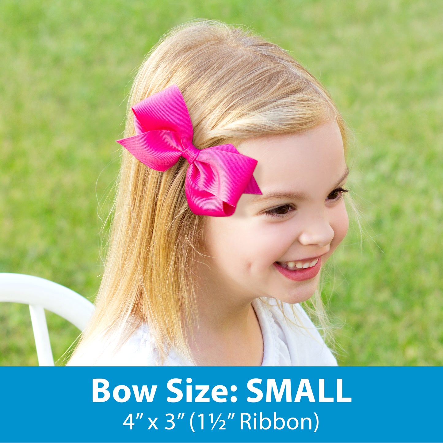 Wee Ones Small Grosgrain Hair Bow with Embossed Eyelet Edge on White Nylon Band