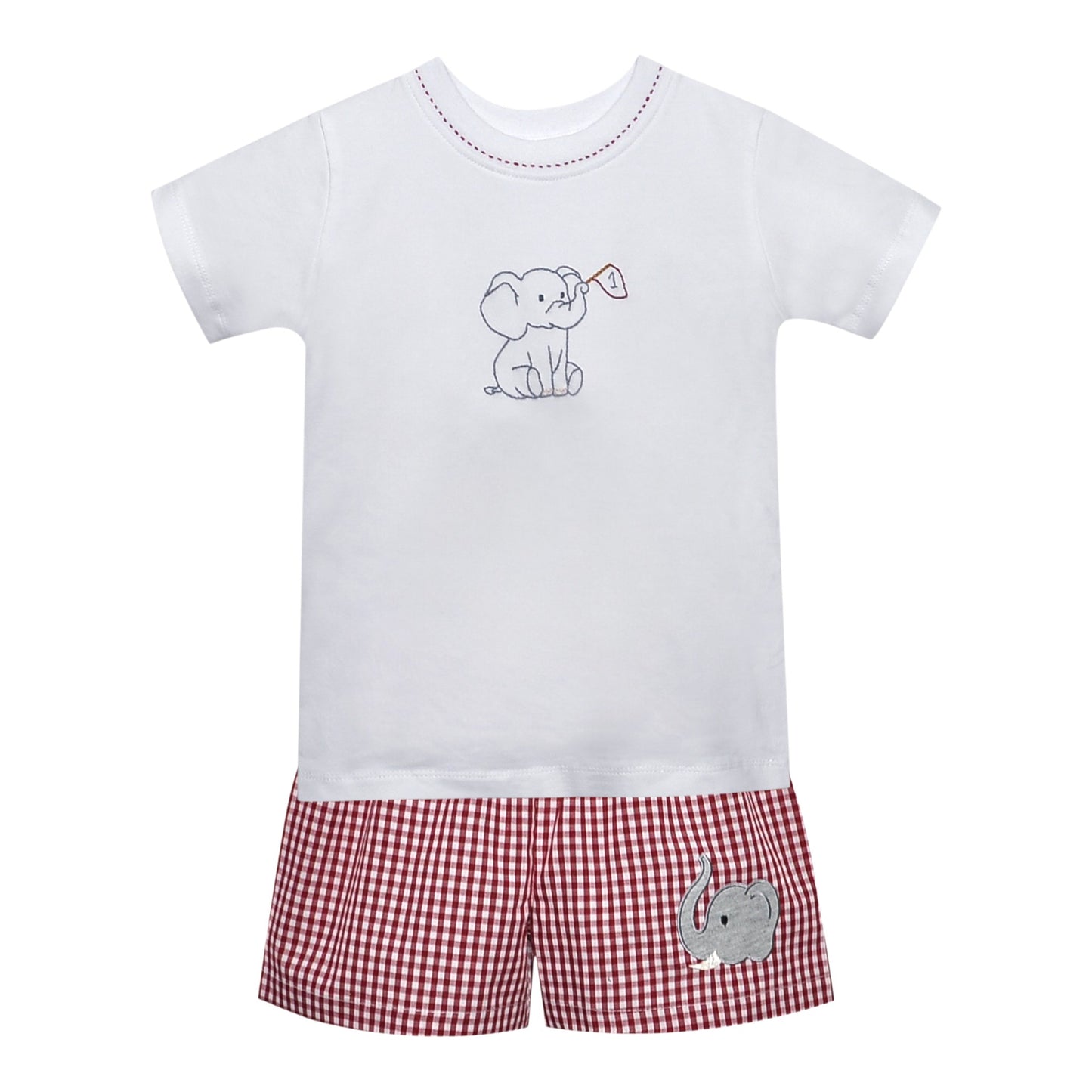 Southern Saturday Elephant Holding Flag Short Set