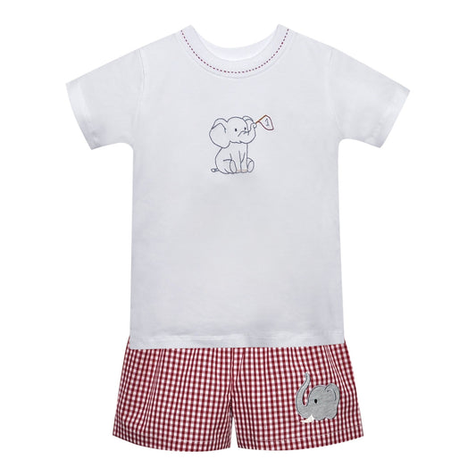 Southern Saturday Elephant Holding Flag Short Set
