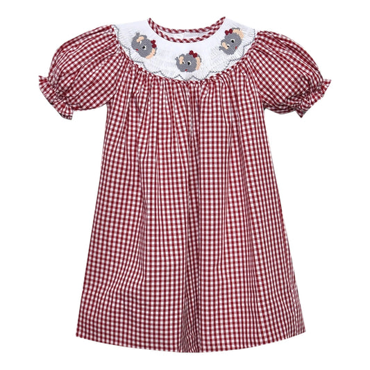 Southern Saturday Elephant Smocked Bishop Dress