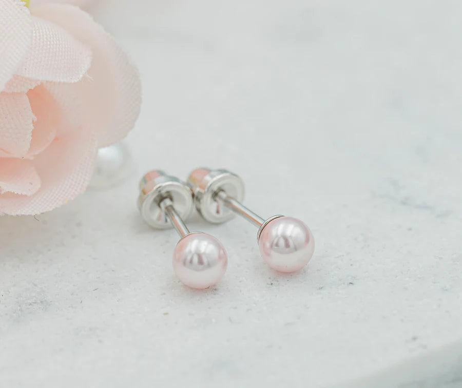 Cherished Moments Sterling Silver Pearl Screw Back Earrings