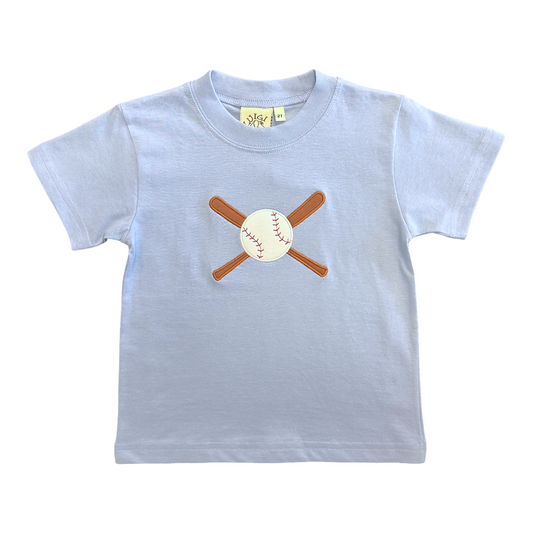 Luigi Baseball With Crossed Bats Applique Short Sleeve Tee