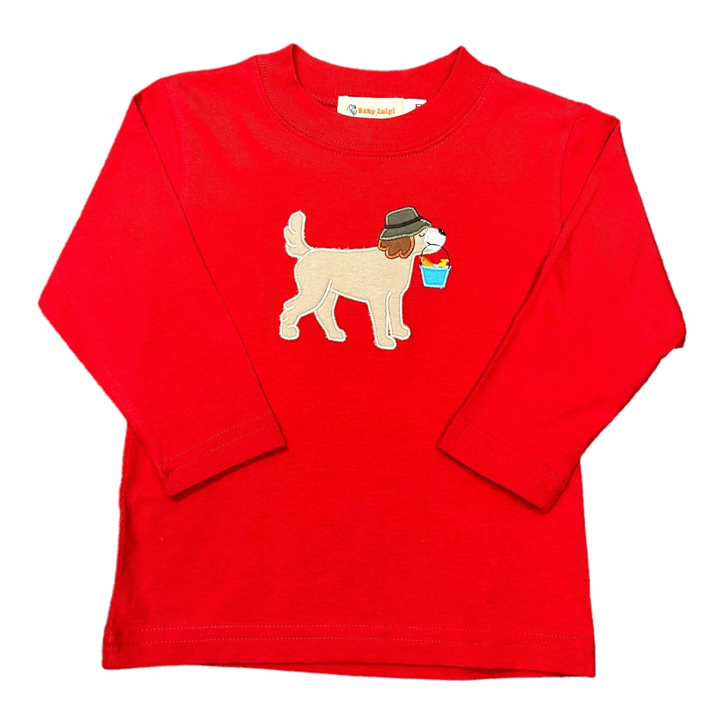 Luigi Fishing Dog Applique Tee