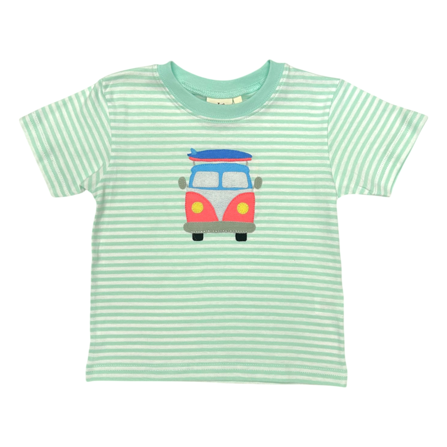 Luigi Striped Surf Van Hand Applique Tee