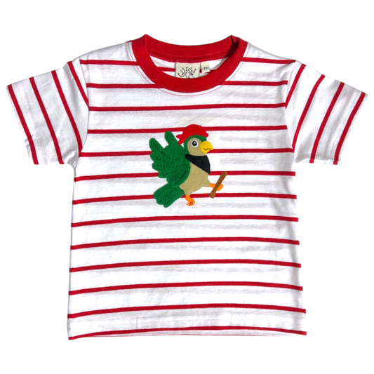 Luigi Striped Pirate Parrot Hand Applique Tee