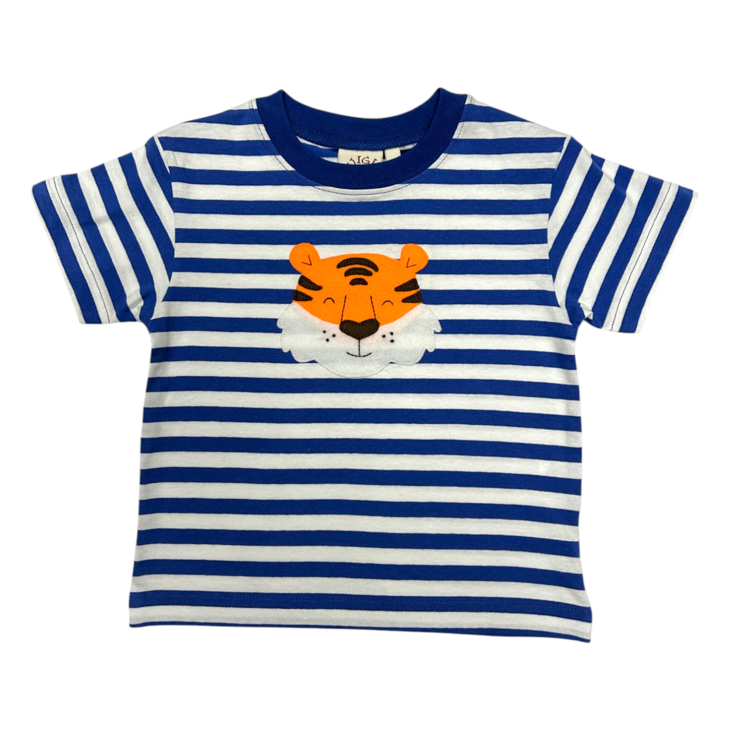 Luigi Striped Tiger Head Hand Applique Tee