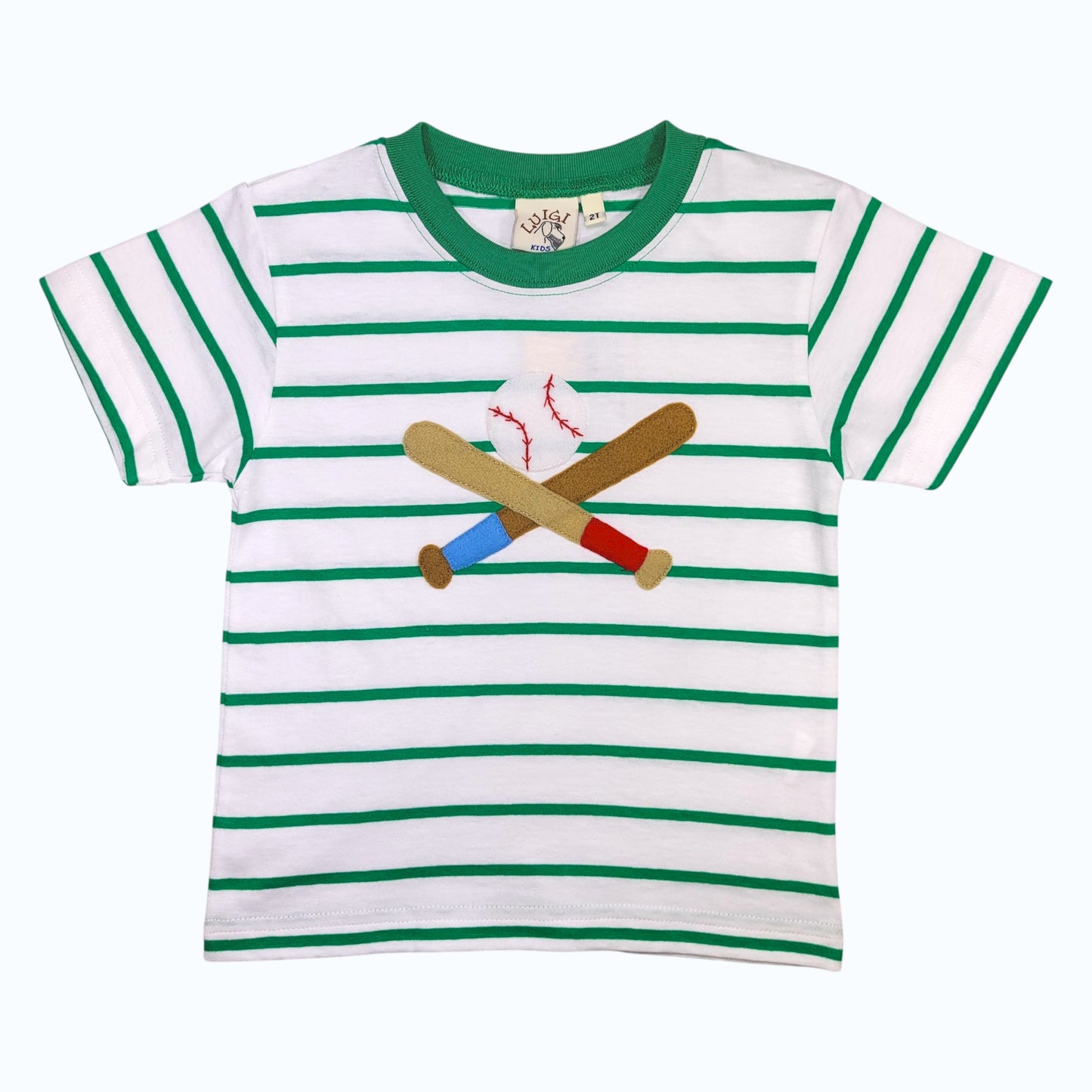 Luigi Striped Crossed Bats With Baseball T-Shirt