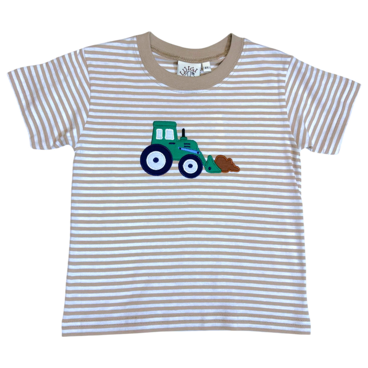 Luigi Striped Tractor With Scoop Applique Tee