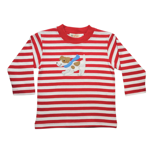 Baby Luigi Dog Wearing Scarf Striped T-Shirt